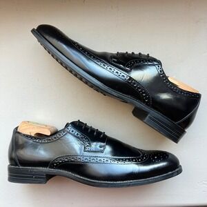 Stacy Adams Garrison Men 12M Black Leather Wingtip Oxford Brogue Dress Shoe